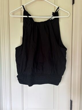 A new day Black Smocked-Hem Women's Tank Top